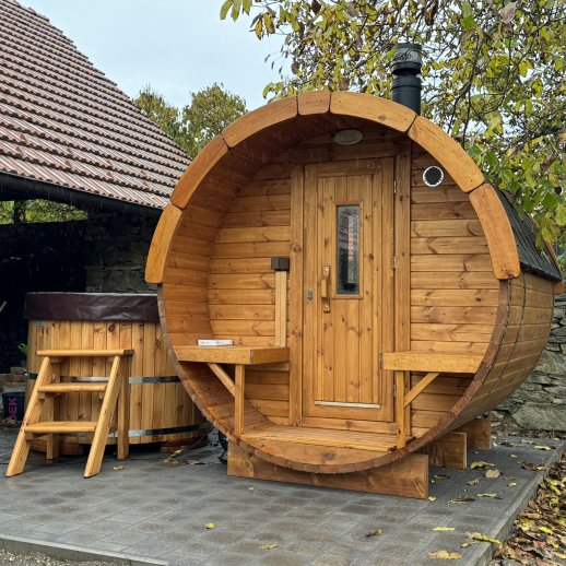 Sauna sudová 2,27x2m Skandinávská borovice s venkovní terasou